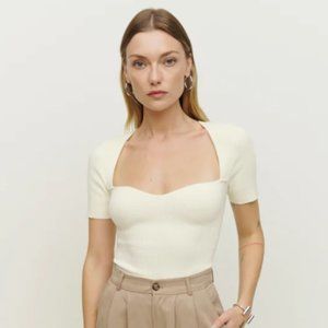 Reformation Kellie Cotton Short Sleeve Sweater Size Small